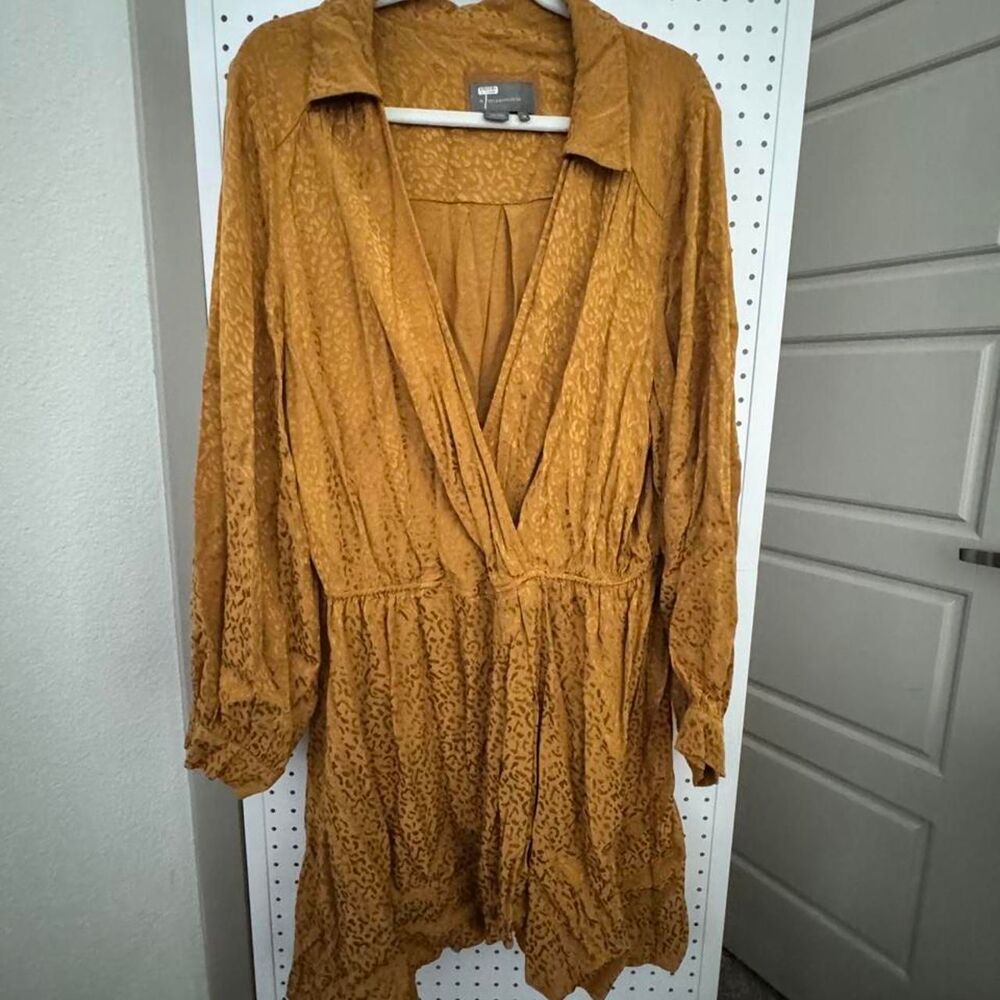 Anthropologie Leopard Jacquard Faux Wrap Dress 2X